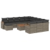 Set sofás de jardín con cojines 13 piezas ratán sintético gris