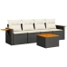 Set de muebles de jardín 5 pzas y cojines ratán sintético negro