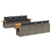 Set de muebles de jardín 9 pzas y cojines ratán sintético gris