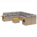 Set de sofás de jardín 9 pzas con cojines ratán sintético beige