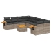 Set de muebles de jardín 9 pzas y cojines ratán sintético gris