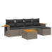 Set de muebles de jardín 6 pzas y cojines ratán sintético gris