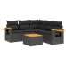 Set de sofás de jardín 6 piezas y cojines ratán sintético negro