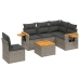 Set de muebles de jardín 6 pzas y cojines ratán sintético gris