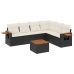Set de comedor de jardín 7 pzas y cojines ratán sintético negro
