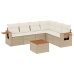 Set sofás de jardín 7 piezas y cojines ratán sintético beige