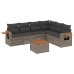 Set de sofás de jardín 7 piezas con cojines ratán PE gris