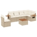 Set sofás de jardín 7 piezas y cojines ratán sintético beige