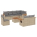 Set de sofás de jardín 9 pzas con cojines ratán sintético beige