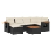 Set de comedor de jardín 7 pzas y cojines ratán sintético negro