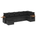 Set de comedor de jardín 7 pzas y cojines ratán sintético negro