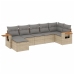 Set sofás de jardín 7 piezas y cojines ratán sintético beige