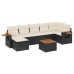 Set de sofás de jardín 8 piezas y cojines ratán sintético negro