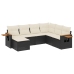 Set de comedor de jardín 7 pzas y cojines ratán sintético negro