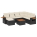 Set de sofás de jardín 8 piezas y cojines ratán sintético negro