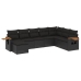 Set de sofás de jardín 8 piezas y cojines ratán sintético negro