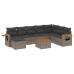 Set de muebles de jardín 9 pzas y cojines ratán sintético gris