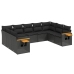 Set de sofás de jardín 8 piezas y cojines ratán sintético negro