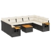 Set de sofás de jardín 10 pzas cojines ratán sintético negro
