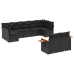 Set de sofás de jardín 8 piezas y cojines ratán sintético negro