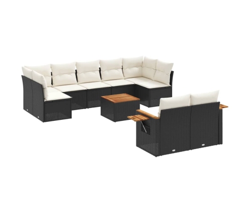Set de sofás de jardín 10 pzas cojines ratán sintético negro