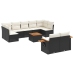 Set de sofás de jardín 10 pzas cojines ratán sintético negro