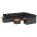 Set de sofás de jardín 10 pzas cojines ratán sintético negro