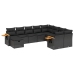Set de sofás de jardín 10 pzas cojines ratán sintético negro