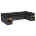 Set de sofás de jardín 10 pzas cojines ratán sintético negro