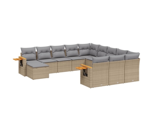 Set de sofás de jardín 11pzas con cojines ratán sintético beige