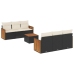 Set de comedor de jardín 7 pzas y cojines ratán sintético negro