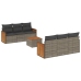 Set de sofás de jardín 7 piezas con cojines ratán PE gris
