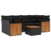 Set de comedor de jardín 7 pzas y cojines ratán sintético negro