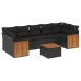 Set de sofás de jardín 8 piezas y cojines ratán sintético negro