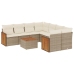 Set de sofás de jardín 9 pzas con cojines ratán sintético beige