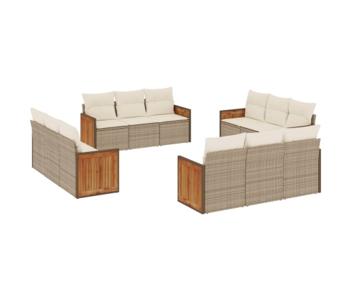 Set de sofás de jardín 12 pzas y cojines ratán sintético marrón