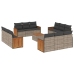 Set sofás de jardín con cojines 13 piezas ratán sintético gris