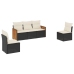 Set de muebles de jardín 5 pzas y cojines ratán sintético negro