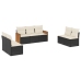 Set de comedor de jardín 7 pzas y cojines ratán sintético negro