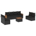 Set de sofás de jardín 8 piezas y cojines ratán sintético negro