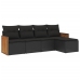 Set de muebles de jardín 5 pzas y cojines ratán sintético negro