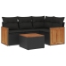 Set de muebles de jardín 5 pzas y cojines ratán sintético negro