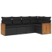 Set de muebles de jardín 5 pzas y cojines ratán sintético negro