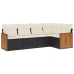 Set de muebles de jardín 5 pzas y cojines ratán sintético negro