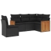 Set de muebles de jardín 5 pzas y cojines ratán sintético negro