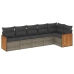 Set de muebles de jardín 6 pzas y cojines ratán sintético gris