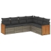 Set de muebles de jardín 6 pzas y cojines ratán sintético gris