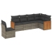 Set de muebles de jardín 6 pzas y cojines ratán sintético gris