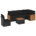 Set de comedor de jardín 7 pzas y cojines ratán sintético negro