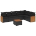Set de sofás de jardín 8 piezas y cojines ratán sintético negro